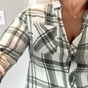 Sage Green Plaid Blouse